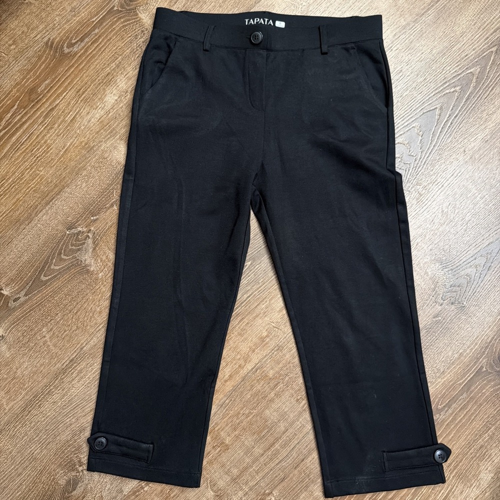 Tapata Women 21" inseam Casual Business Wear to Work Crop Pants, Black, Size 8